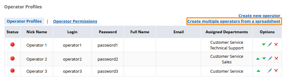 Screenshot of operators list with bulk operators adding option highlighted