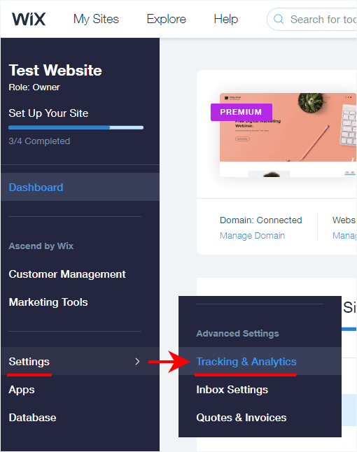 Wix Tracking & Analytics tools